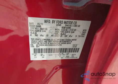 2011 Ford Edge Limited z USA, uszkodzony, nr VIN 2FMDK3KC5BBB37470